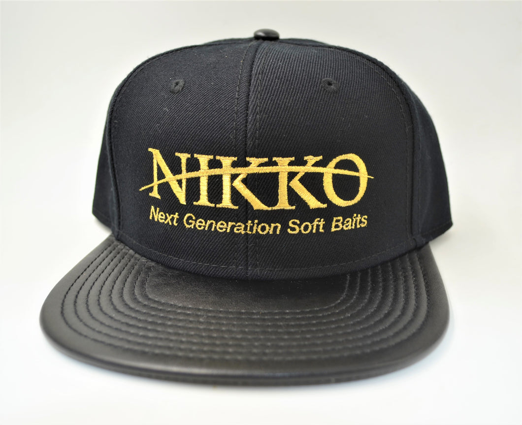 Nikko Hat - Black Flat Bill Gold Letters